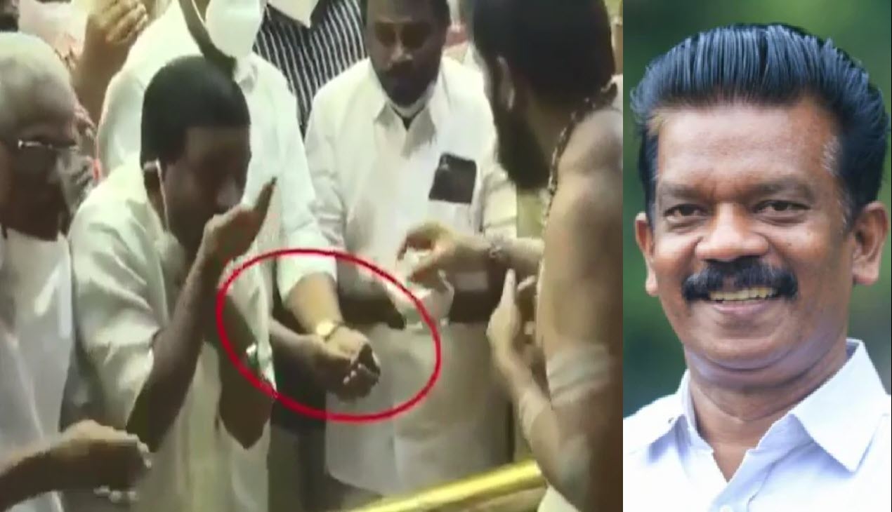 kerala devaswom-minister-under-fire-for-using-holy-water-as-sanitiser-kerala-latest-news k-radhakrishnan-on-sabarimala-controversy